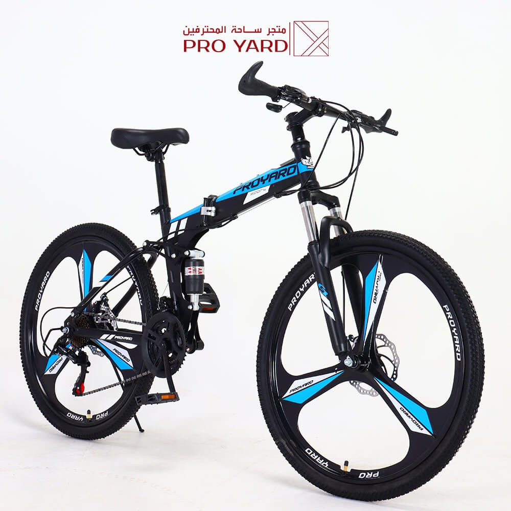 سيكل قابل للطي رياضي هجين أزرق بأسود سيكل قابل للطي رياضي هجين أزرق بأسود