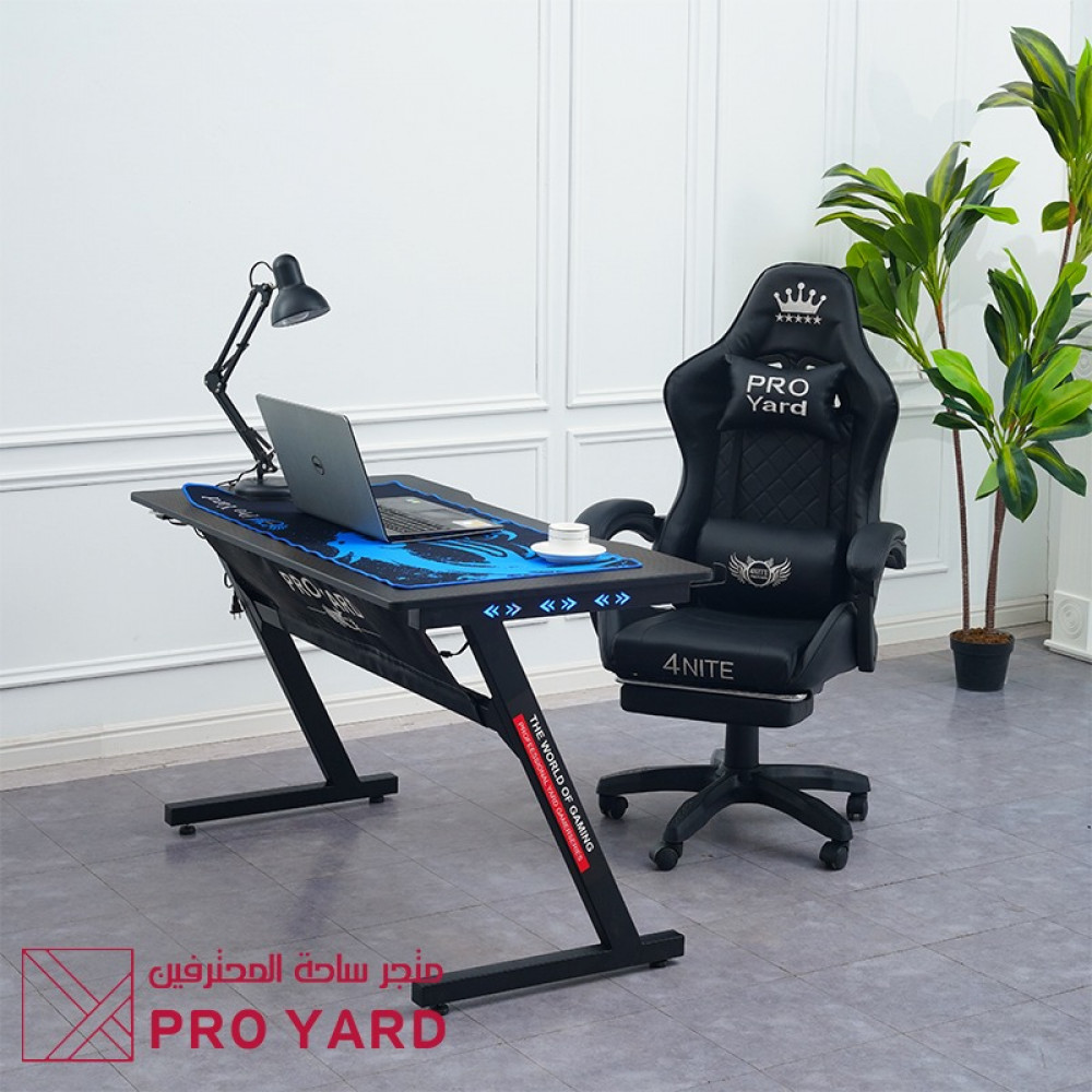 كرسي العاب أسود مع طاولة قيم أسود ماوس أزرق كرسي العاب أسود مع طاولة قيم أسود ماوس أزرق