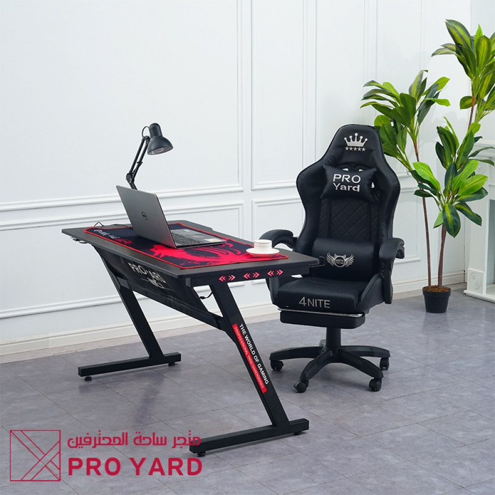 كرسي قيمنق أسود مع طاولة قيم أسود ماوس أحمر كرسي قيمنق أسود مع طاولة قيم أسود ماوس أحمر